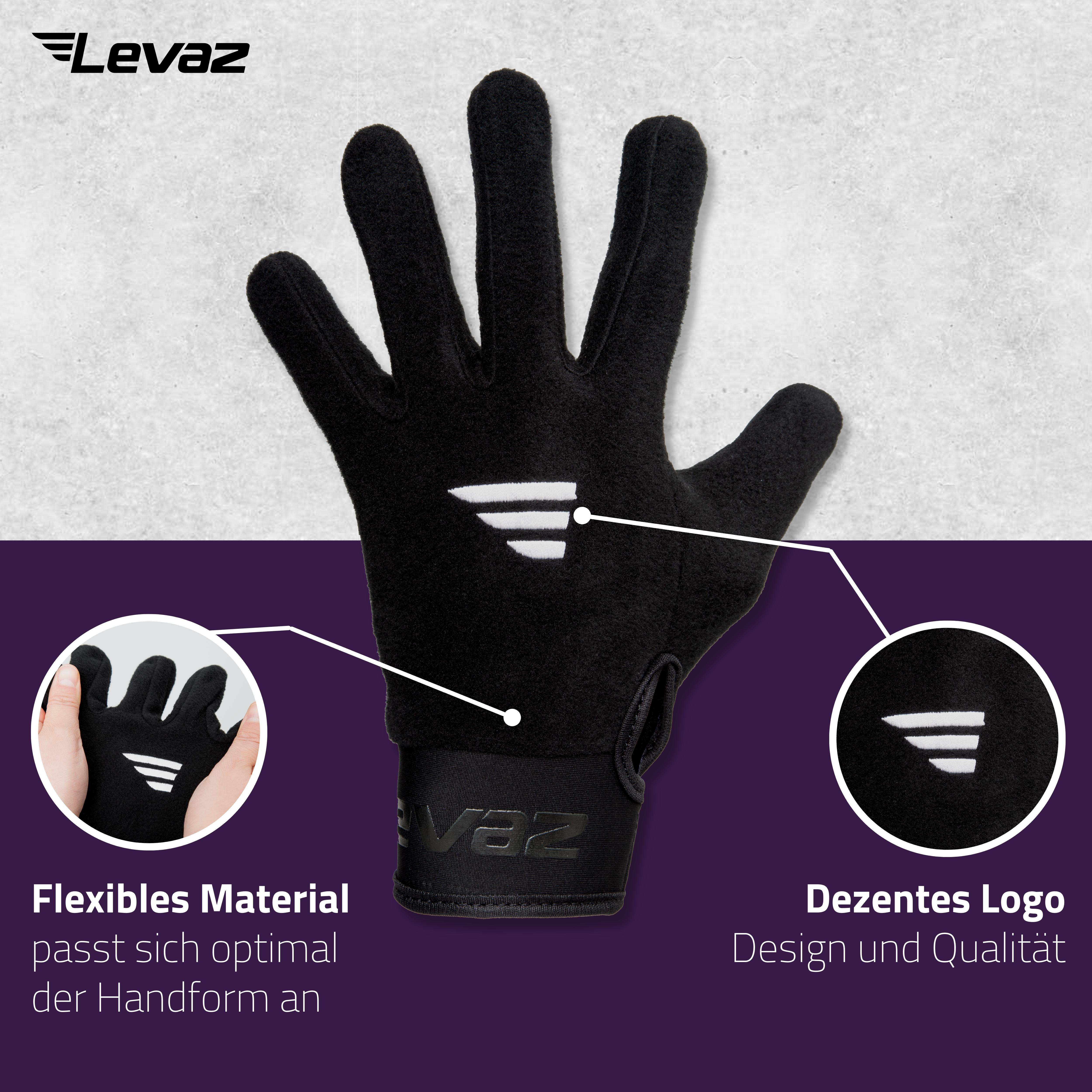 Laufhandschuh-Sporthandschuh-schwarz-Fleece-Fussball-Handschuh
